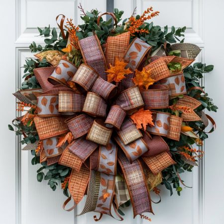 Fall/Autumn Season Ribbon Wreath